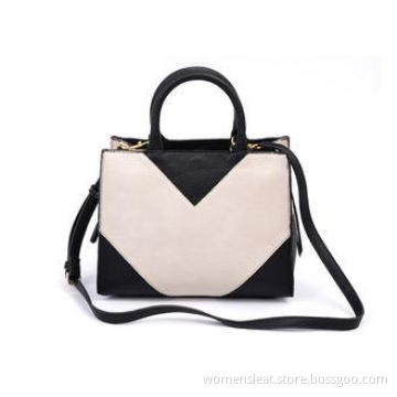 Black and White Satchel Style Handbags Womens Leather Bag C